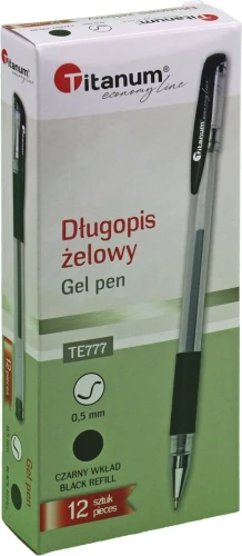 Długopis żelowy Titanum czarny 0,5mm (GPGBLACK ECONOMY)