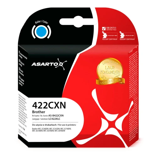 Tusz Asarto do Brother 422CXN | LC422XLC | 1500 str. | 19ml | cyan