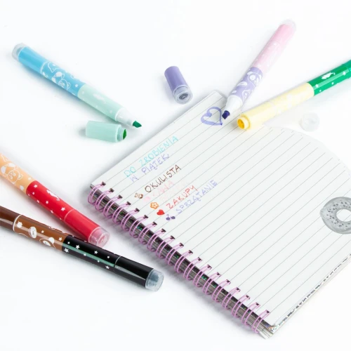 Flamaster Kidea Dwustronne ze stempelkami 10 kol. (DFSZK10KKA)