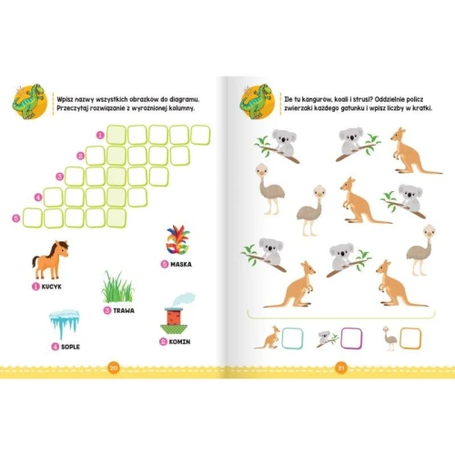 Książka dla dzieci Łamigłówki i krzyżówki. Kolorowe zadania dla przedszkolaków 5+
