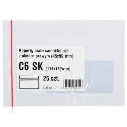 Koperta WZ Eurocopert C6 biała okno prawe [mm:] 114x162 (b15d15) 25 sztuk