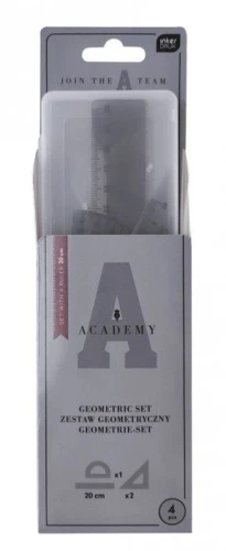 Komplet geometryczny Academy z linijką 20 cm 4 el. Academy