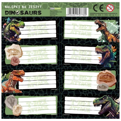 Naklejka na zeszyt Dinozaur Derform (NNZDN20)