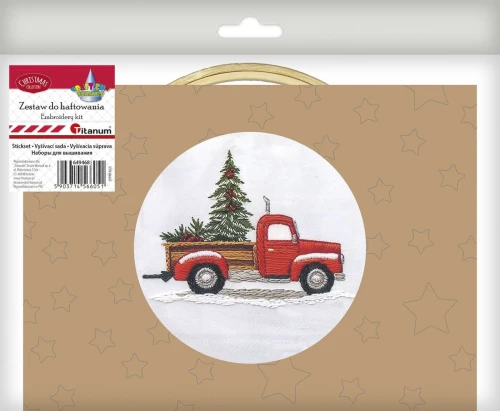 Zestaw kreatywny Craft-Fun Series Zestaw do haftowania - czerwony pick-up z choinką Titanum (25YY0512(1-6#))