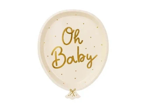 Talerz jednorazowy Oh Baby papier śr. 220mm 20 szt Partydeco (TPP79)