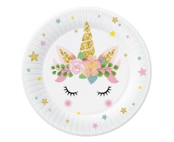 Talerz jednorazowy jednorożec papier śr. 180mm 6 szt Godan (PW-TJD7)