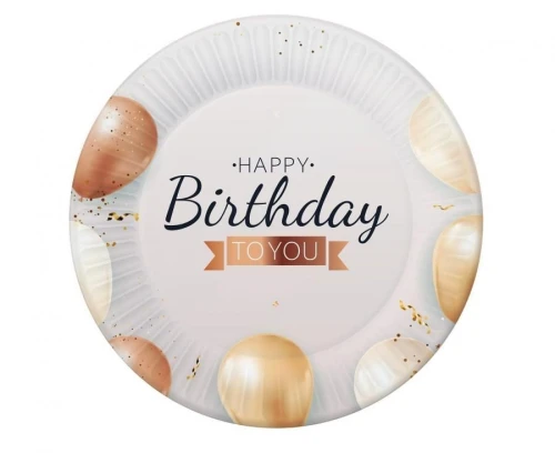 Talerz jednorazowy Happy Birthday papier śr. 180mm 6 szt Godan (PG-TAHB)