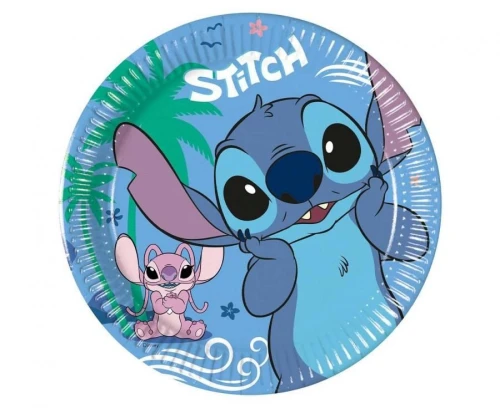 Talerz jednorazowy Stitch & Angel papier śr. 200mm 8 szt Godan (96938)