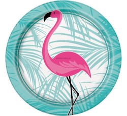Talerz jednorazowy flamingo papier śr. 180mm (51504)