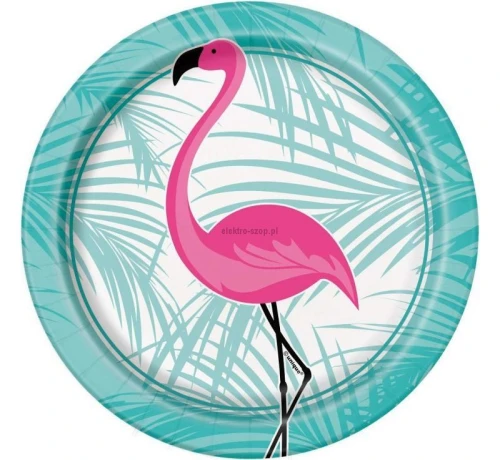 Talerz jednorazowy flamingo papier śr. 180mm (51504)