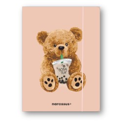 Teczka kartonowa na gumkę Teddies& Miś z boba tea A4 mix 270g Narcissus