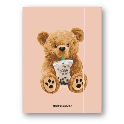 Teczka kartonowa na gumkę Teddies& Miś z boba tea A4 mix 270g Narcissus