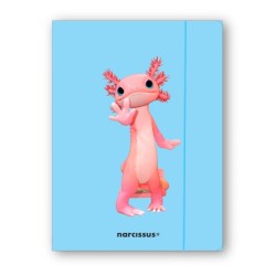 Teczka kartonowa na gumkę Teddies& Aksolotl A4 niebieski 270g Narcissus