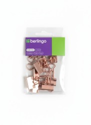 Klipsy do spinania dokumentów różowe złoto metal 10 szt 19mm Berlingo (330196)
