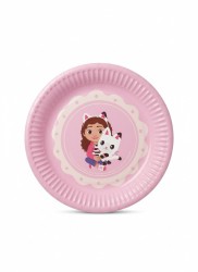 Talerz jednorazowy Koci Domek Gabi papier śr. 180mm 6 szt Partydeco (TPP105)