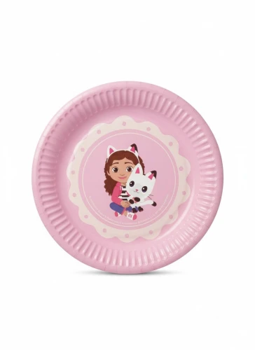 Talerz jednorazowy Koci Domek Gabi papier śr. 180mm 6 szt Partydeco (TPP105)