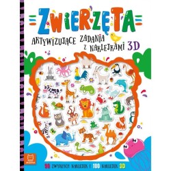 Książka dla dzieci Zwierzęta. Aktywizujące zadania z naklejkami 3D Aksjomat