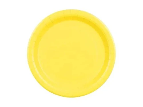 Talerz jednorazowy żółte papier śr. 230mm 6 szt Partydeco (TPP102-084)