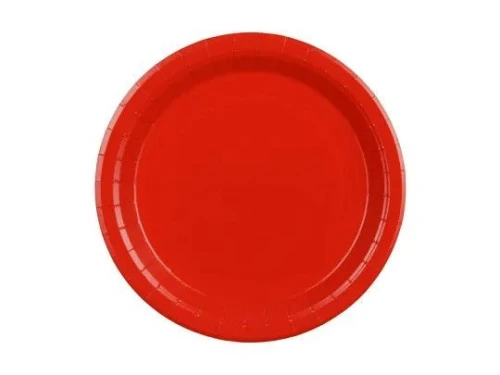 Talerz jednorazowy czerwone papier śr. 230mm 6 szt Partydeco (TPP102-007)