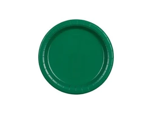 Talerz jednorazowy ciemny zielony papier śr. 180mm 6 szt Partydeco (TPP90-012C)