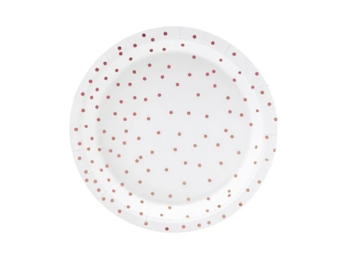 Talerz jednorazowy Kropki, biały papier śr. 180mm 6 szt Partydeco (TPP53-008)