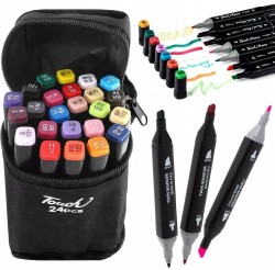 Marker specjalistyczny Touch w torbie, 24 szt. wkład mix okrągła/ścięta końcówka (789398)