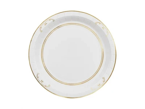 Talerz jednorazowy z ornamentem papier śr. 230mm 6 szt Partydeco (TPP112)