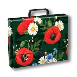 Teczka kartonowa na zatrzask KWIATY POLSKIE T0127 MAKI w zieleni A4 mix Penmate (TT9418)