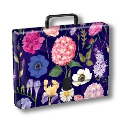 Teczka kartonowa na zatrzask KWIATY POLSKIE T0124 HORTENSJA na ciemnym  tle z rączką A4 mix Penmate (TT9415)