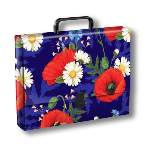 Teczka kartonowa na zatrzask KWIATY POLSKIE T0126 MAKI we fiolecie A4 mix Penmate (TT9417)