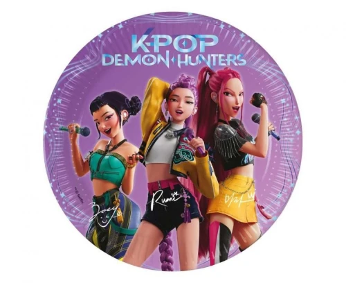 Talerz jednorazowy K-POP DEMON HUNTERS papier śr. 200mm 8 szt Godan (98639)