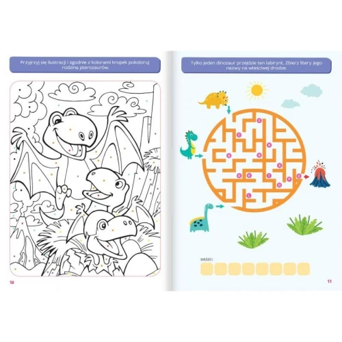 Książka dla dzieci ŁAMIGŁÓWKI Z DINOZAURAMI. CIEKAWE ZADANIA DO ROZWIĄZANIA