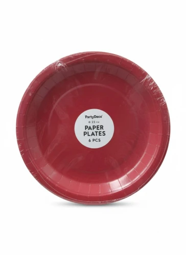 Talerz jednorazowy ciemnoczerowny papier śr. 230mm 6 szt Partydeco (TPP102-007C)