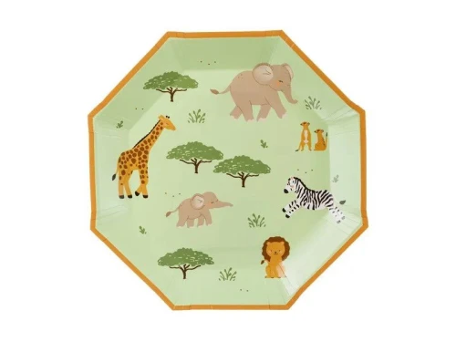 Talerz jednorazowy Safari papier śr. 230mm 6 szt Partydeco (TPP116)