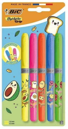 Zakreślacz Highlighter Grip KAWAII 6 sztuki wkład mix 1,6-3,3mm Bic (528643)