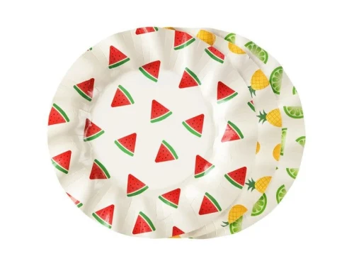 Talerz jednorazowy Owoce papier 10 szt Partydeco (TPP117)