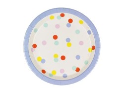 Talerz jednorazowy Konfetti papier śr. 230mm 6 szt Partydeco (TPP118)