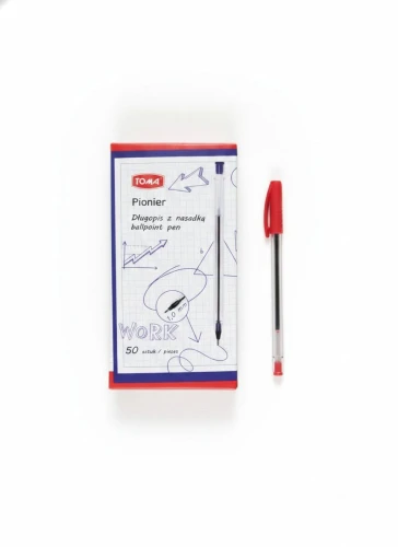 Długopis standardowy z nasadką wkład czerwony 1,0mm Toma (TO - 023 2 2)