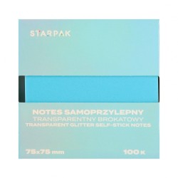 Notes samoprzylepny (karteczki) Transparentny brokat Niebieski mix 100k [mm:] 75x75 Starpak (576530)