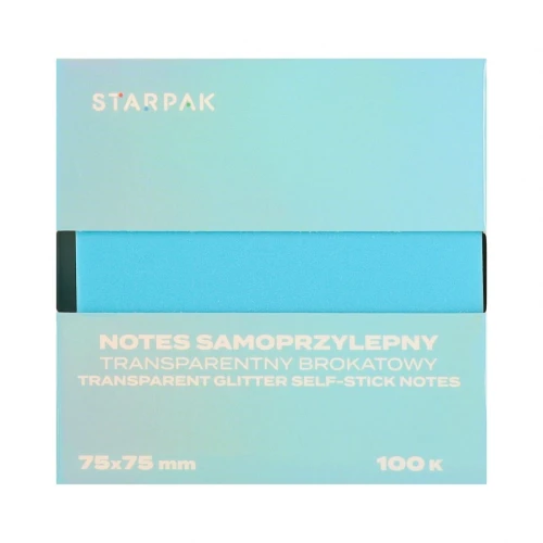 Notes samoprzylepny (karteczki) Transparentny brokat Niebieski mix 100k [mm:] 75x75 Starpak (576530)