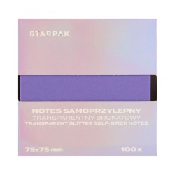 Notes samoprzylepny (karteczki) Transparentny brokat fiolet mix 200k [mm:] 75x75 Starpak (576527)
