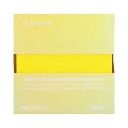Notes samoprzylepny (karteczki) Transparentny brokat żółty mix 100k [mm:] 75x75 Starpak (576532)