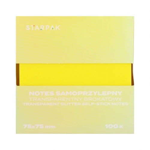 Notes samoprzylepny (karteczki) Transparentny brokat żółty mix 100k [mm:] 75x75 Starpak (576532)