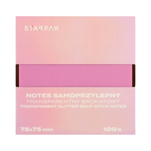 Notes samoprzylepny (karteczki) Transparentny brokat Liliowy mix 100k [mm:] 75x75 Starpak (576528)