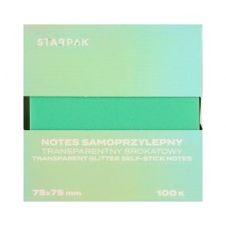 Notes samoprzylepny (karteczki) Transparentny brokat zielony różne 100k [mm:] 75x75 Starpak (576531)