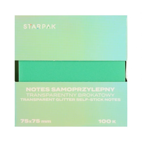 Notes samoprzylepny (karteczki) Transparentny brokat zielony różne 100k [mm:] 75x75 Starpak (576531)