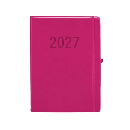 Kalendarz książkowy (terminarz) 2027 MEMOFIX tygodniowy z notesem A4 Antra (fuksja)