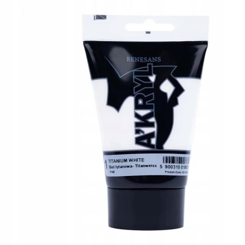 Farba akrylowa Biel Tytanowa kolor: biały 100ml Renesans (01)