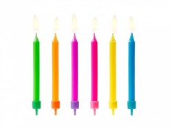Świeczka urodzinowa Kolorowe, mix 6 kolorów 6,5cm/6szt. Partydeco (SCP-4)