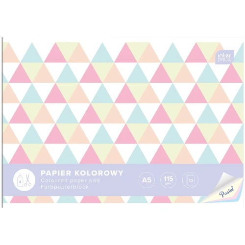 Zeszyt papierów kolorowych PASTEL A5 115g 10k Interdruk